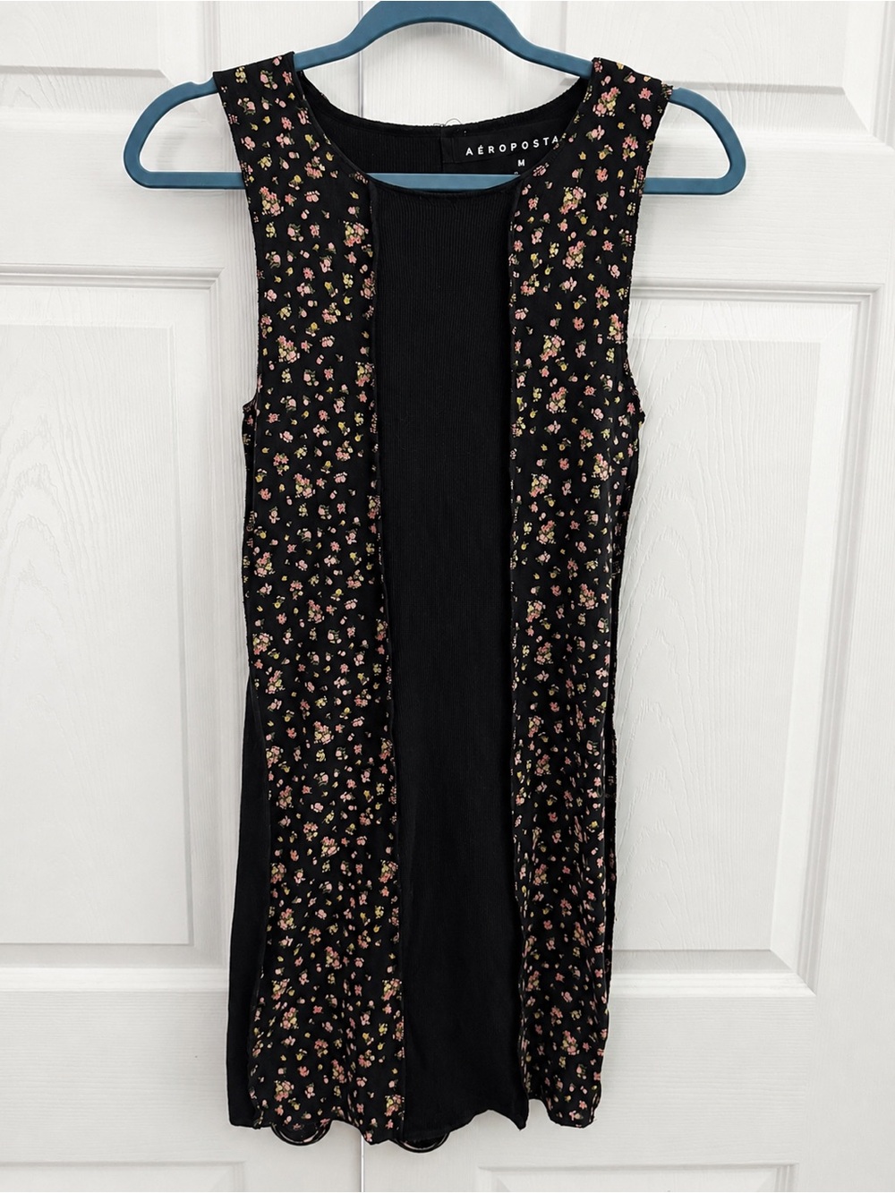 Aeropostale Black Mini Dress with Pink Floral Panels